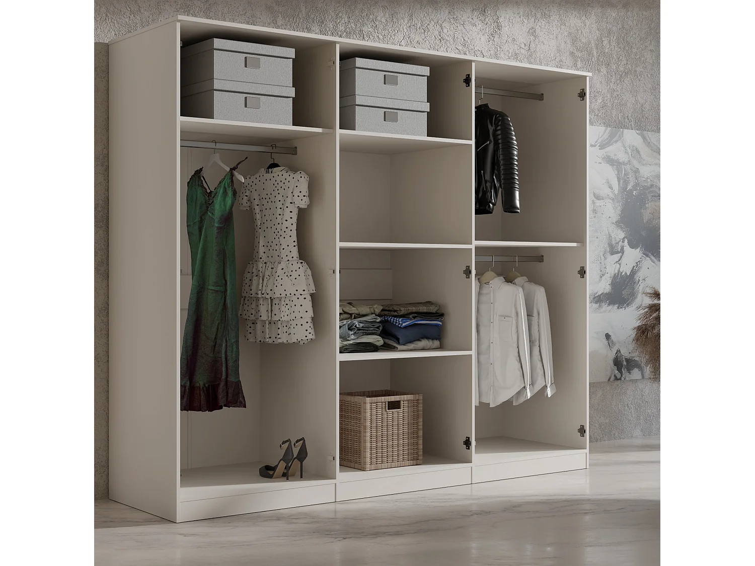 Szafa uchylna z lustrem Monza 6D 240 Kaszmir