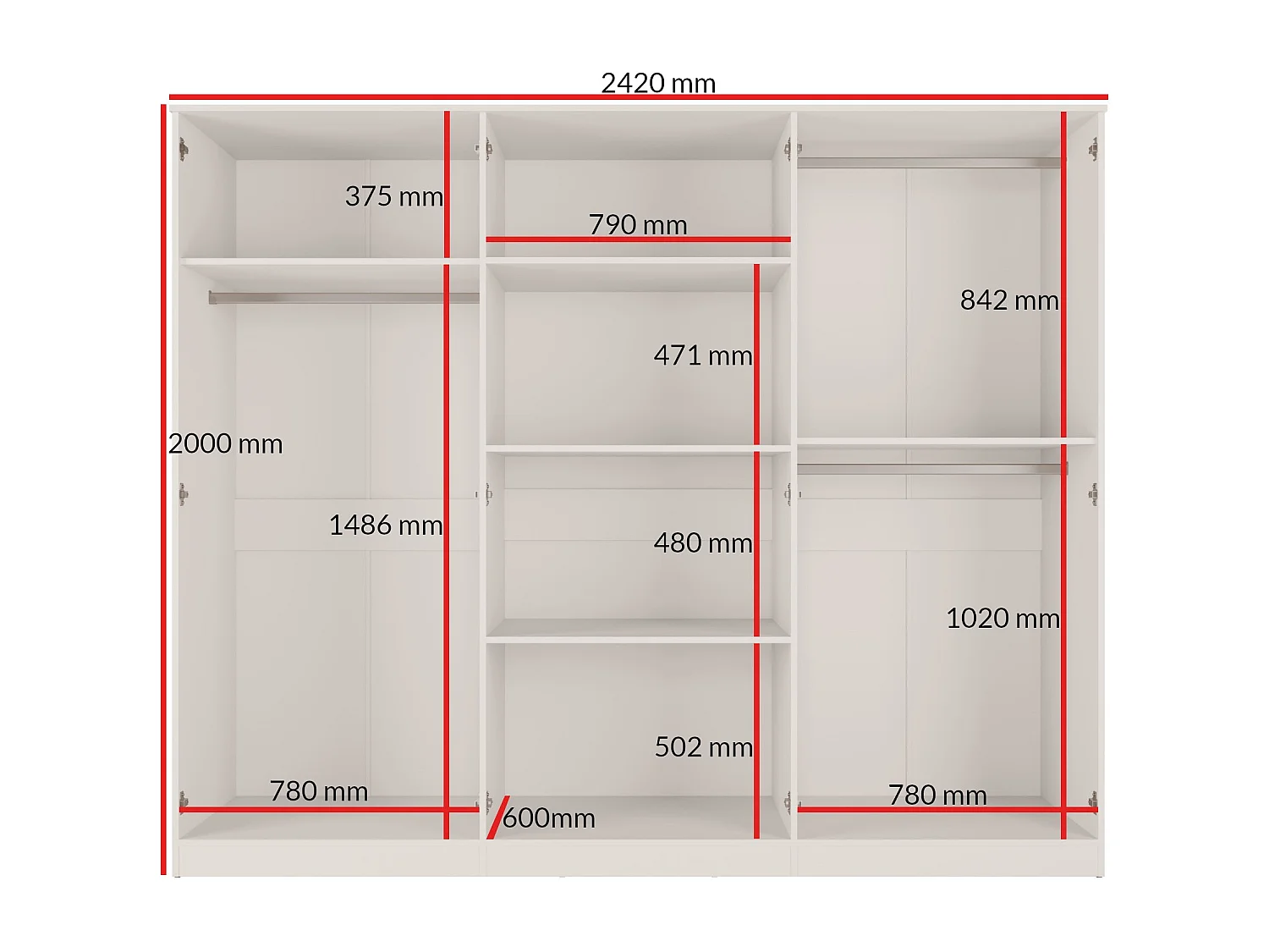 Szafa uchylna z lustrem Monza 6D 240 Kaszmir