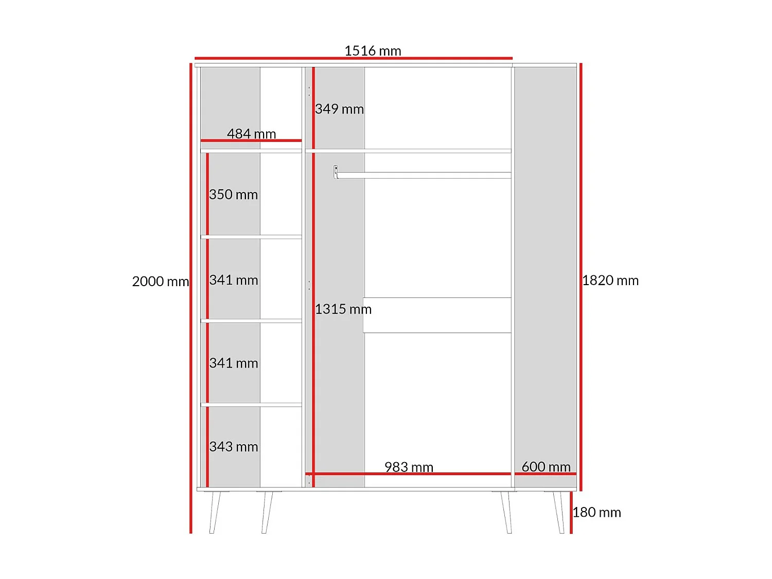 Szafa uchylna z lustrem Chloe 3D 150 Biała (czarny lub złoty uchwyt)