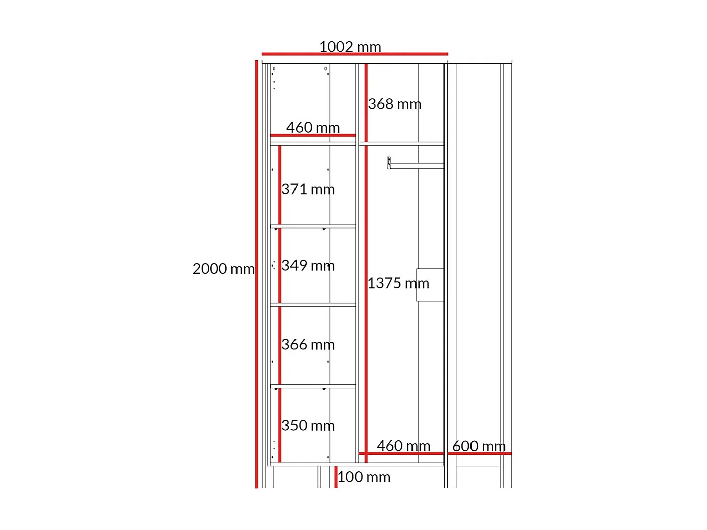 Szafa uchylna Ethan 2D 100 Dąb Cremona