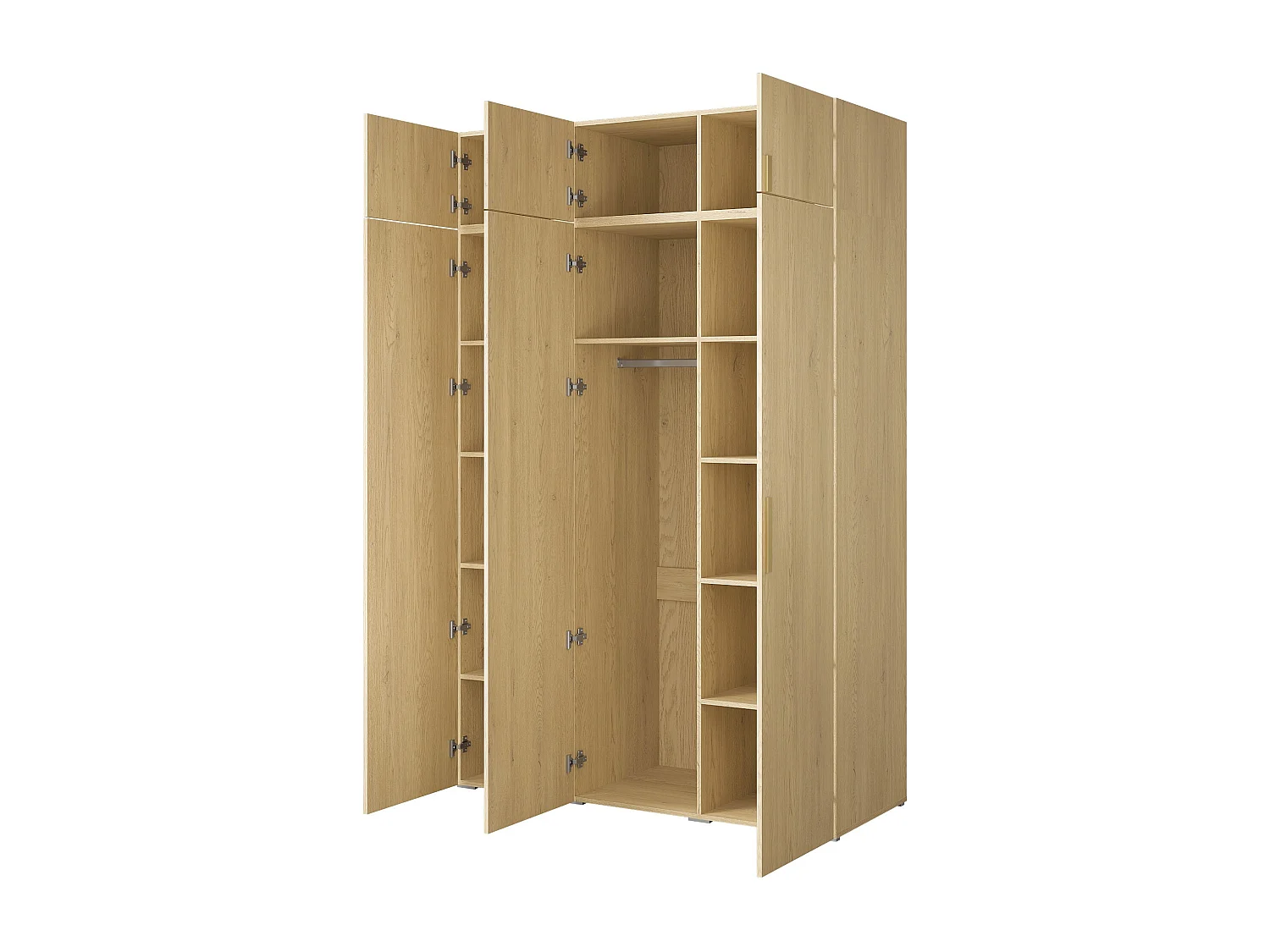 Drehtürenschrank mit Aufsatz Napoli 3D 150 Eiche Cremona (schwarzer oder goldener Griff)