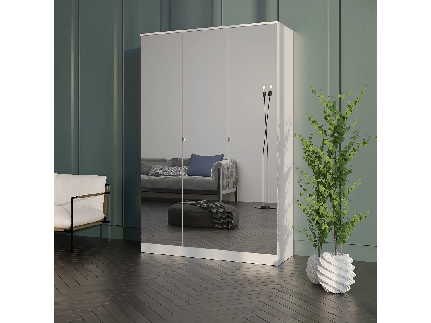 Szafa uchylna z lustrem Monza 3D 120 Biała