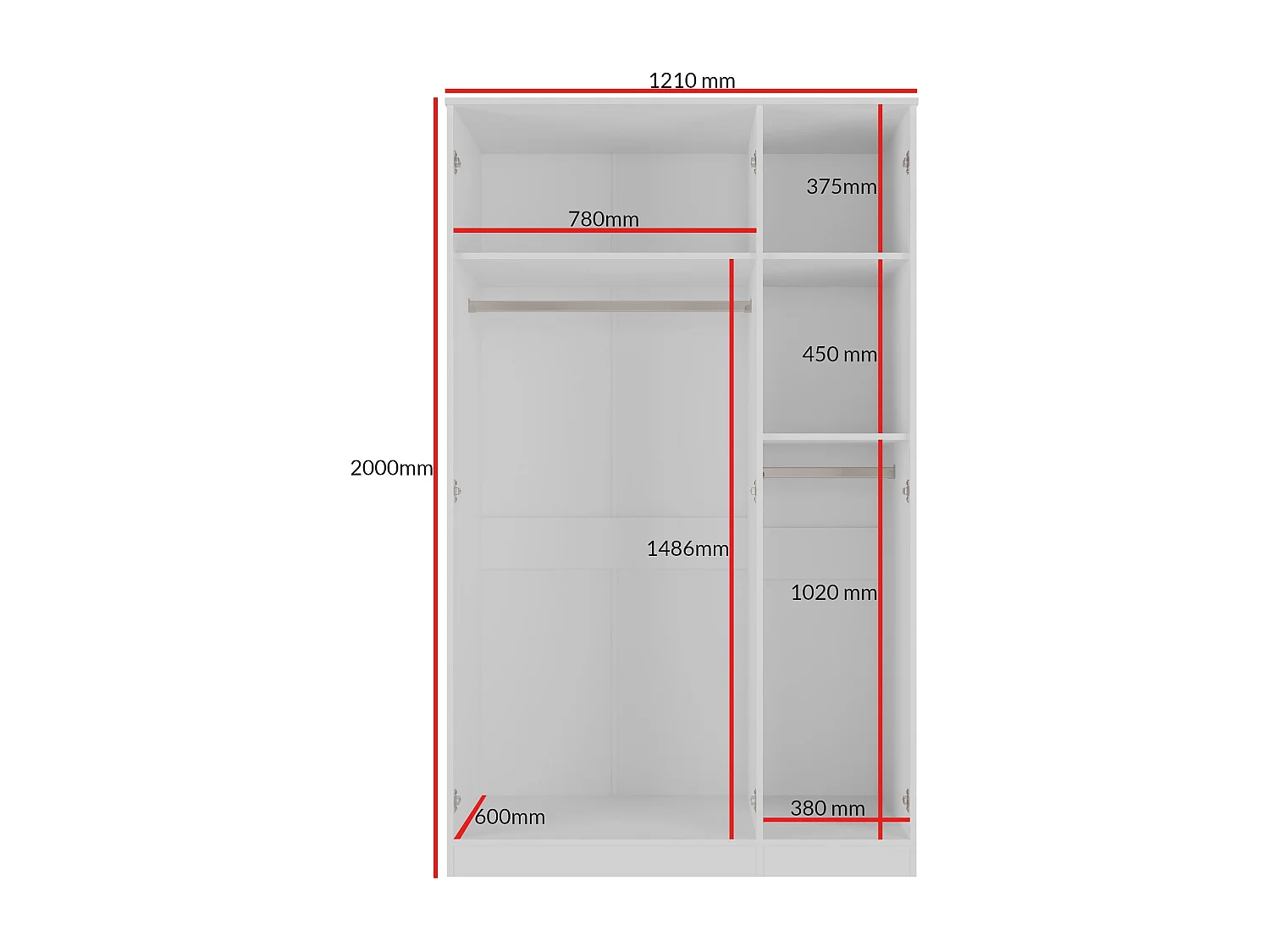 Szafa uchylna z lustrem Monza 3D 120 Biała
