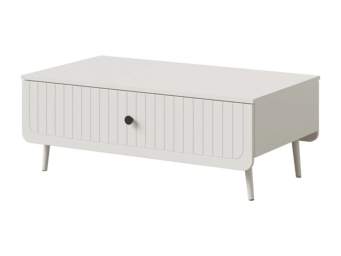 Rechteckiger Couchtisch mit Schubladen Chloe 100 x 60 Weiß (schwarzer oder goldener Griff)