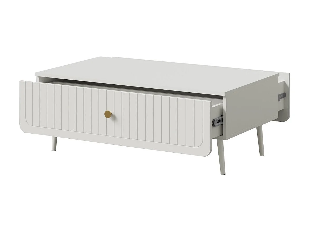 Rechteckiger Couchtisch mit Schubladen Chloe 100 x 60 Weiß (schwarzer oder goldener Griff)