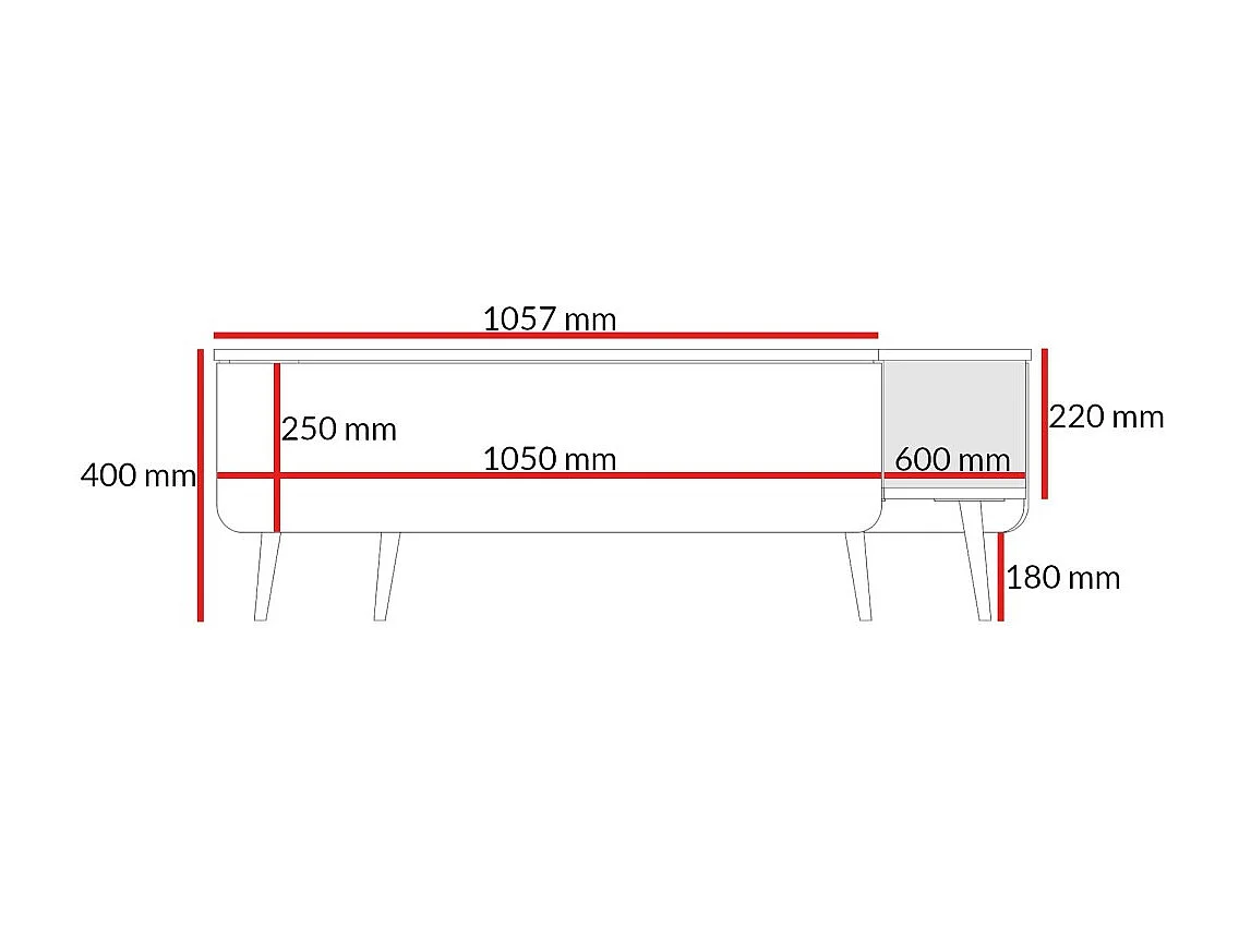 Rechteckiger Couchtisch mit Schubladen Chloe 100 x 60 Weiß (schwarzer oder goldener Griff)