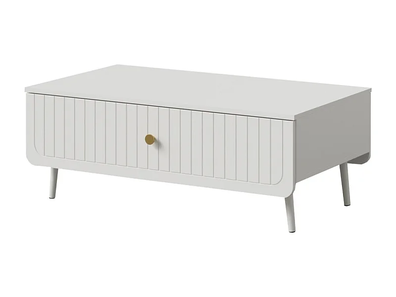 Rechteckiger Couchtisch mit Schubladen Chloe 100 x 60 Weiß (schwarzer oder goldener Griff)