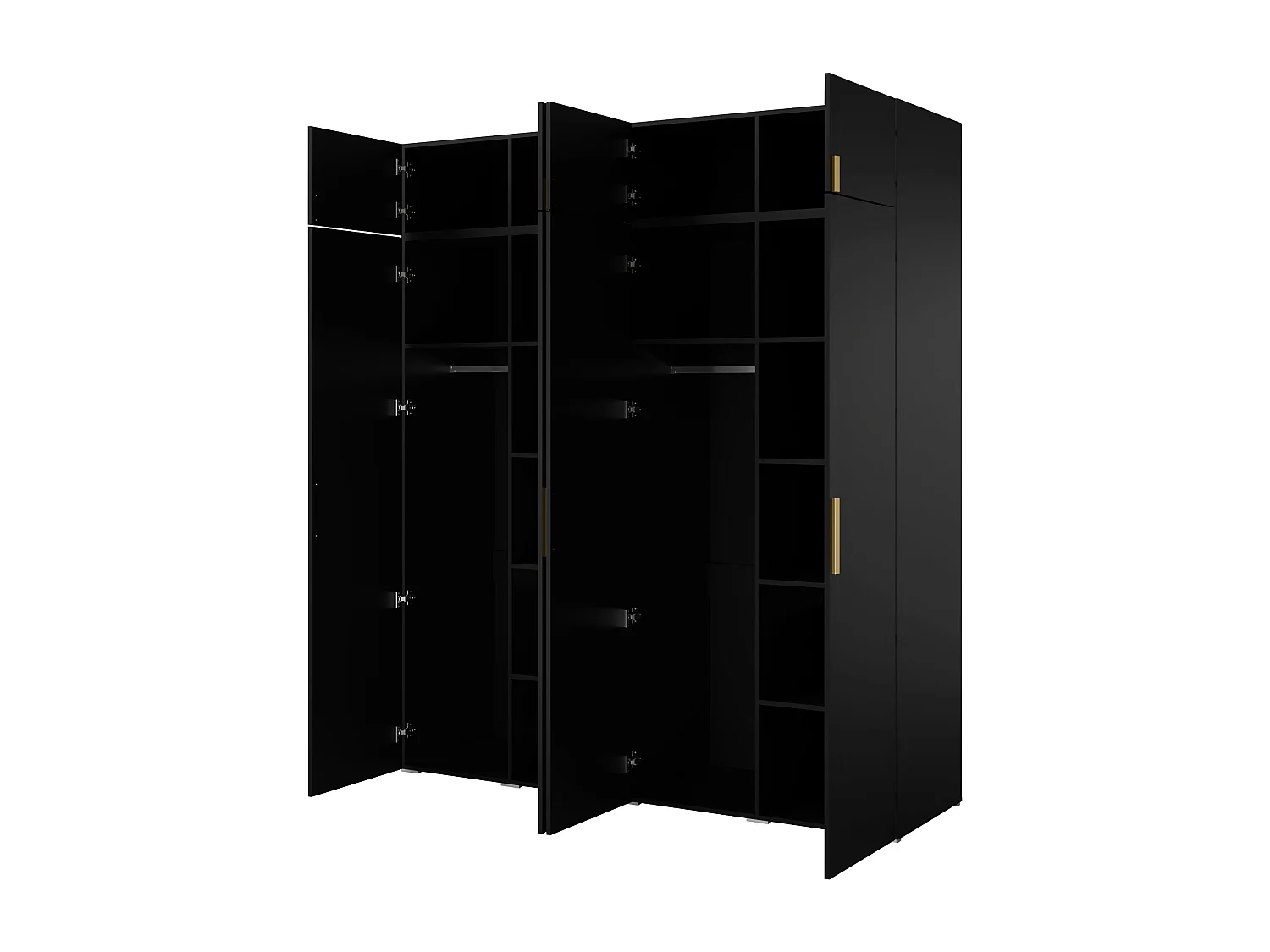 Szafa uchylna z nadstawką Napoli 4D 200 Czarna (czarny lub złoty uchwyt)