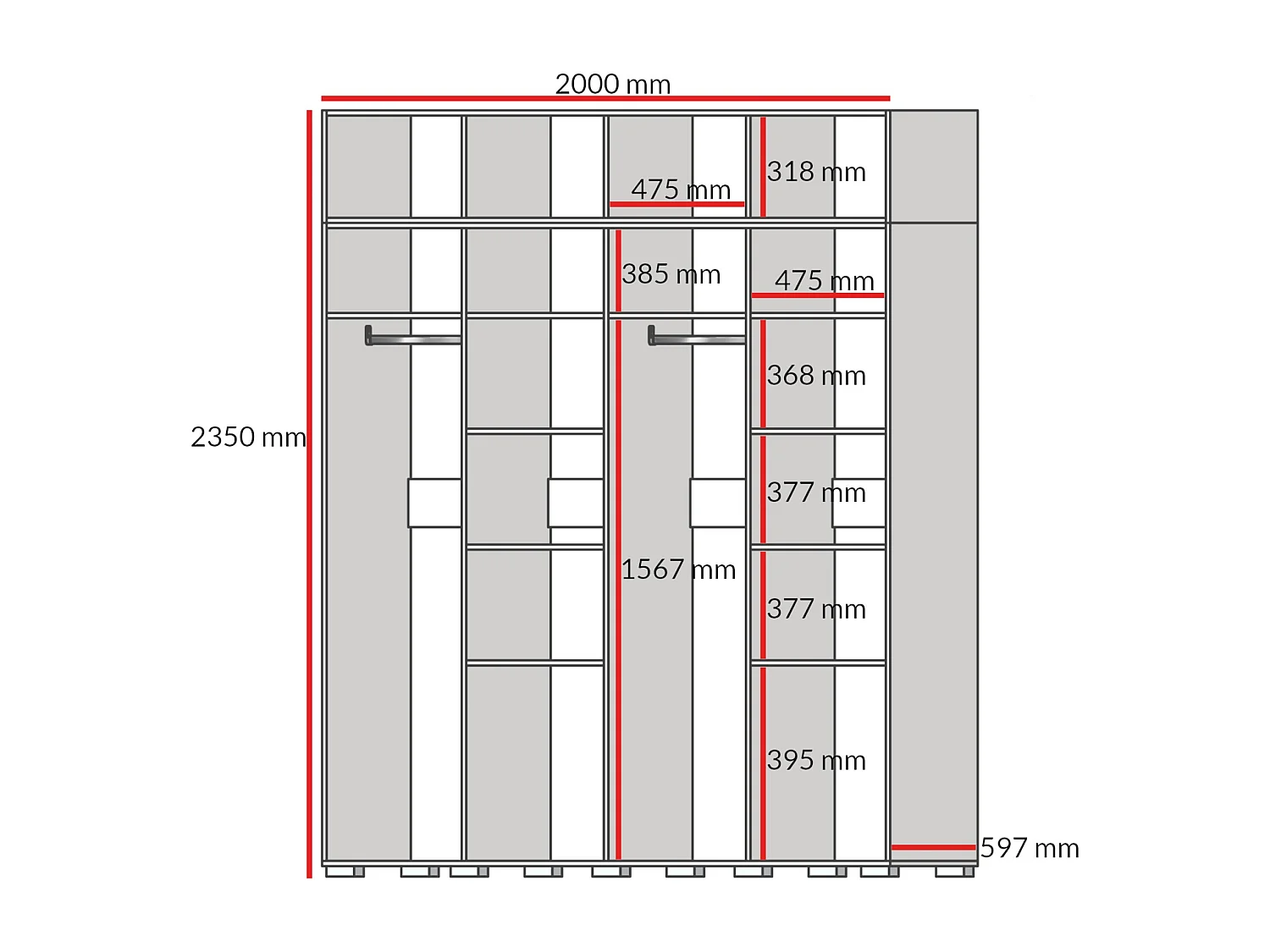 Szafa uchylna z nadstawką Napoli 4D 200 Czarna (czarny lub złoty uchwyt)