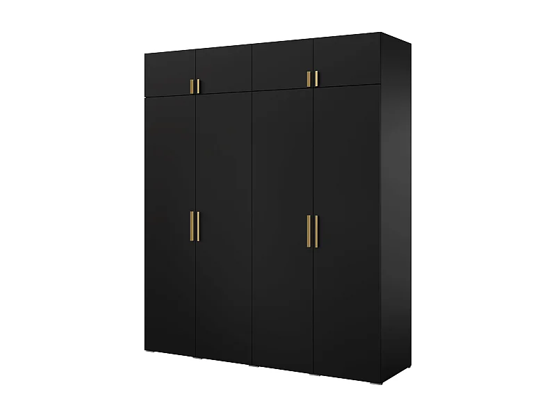 Szafa uchylna z nadstawką Napoli 4D 200 Czarna (czarny lub złoty uchwyt)