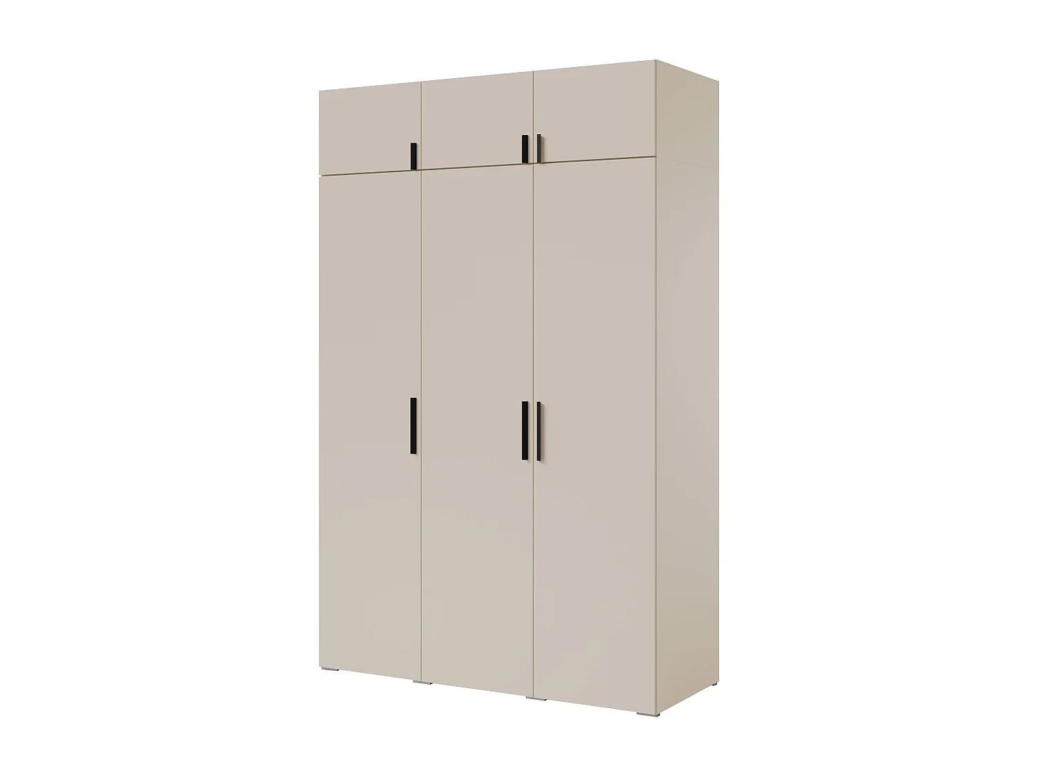 Drehtürenschrank mit Aufsatz Napoli 3D 150 Kaschmir (schwarzer oder goldener Griff)