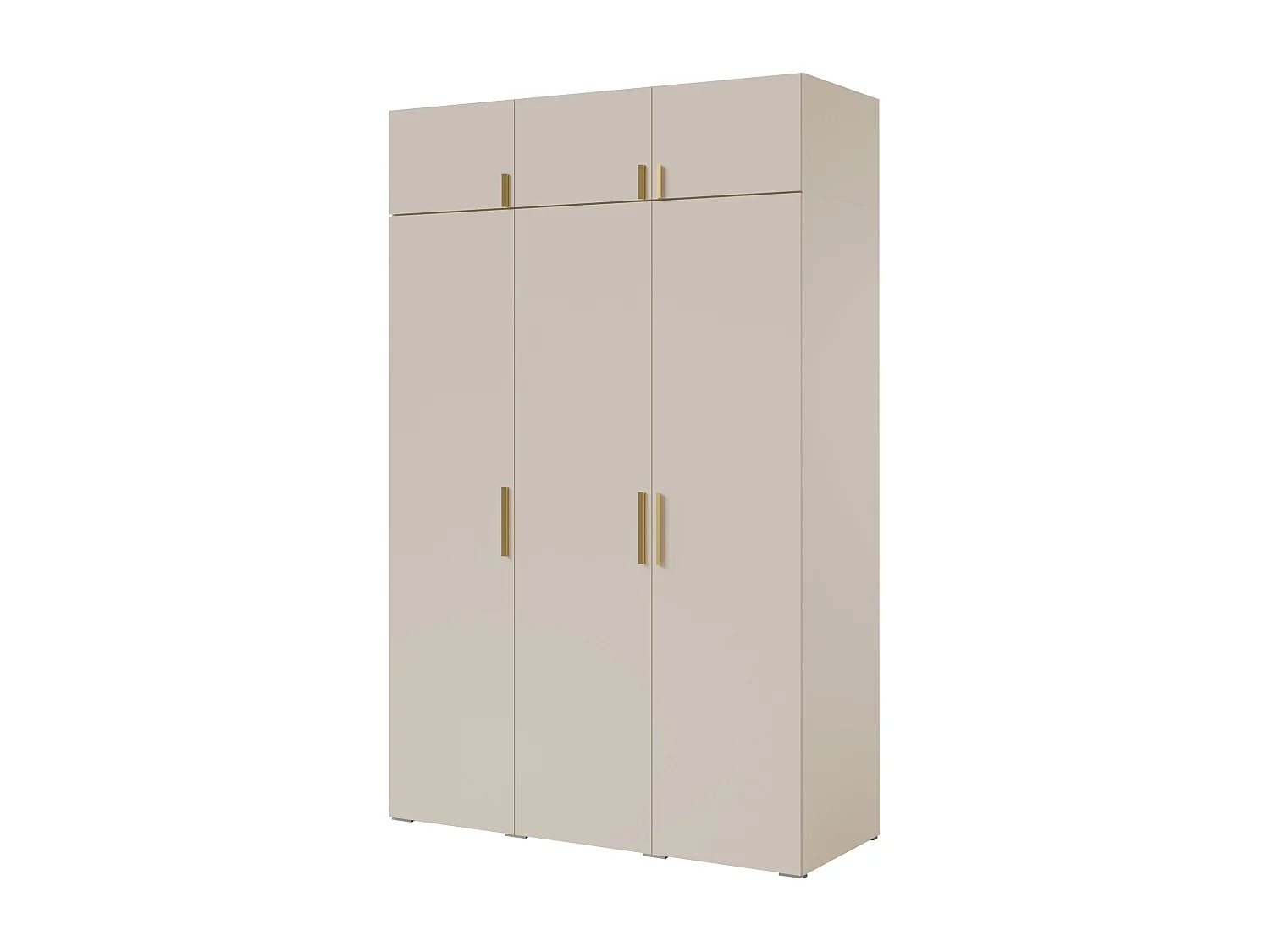 Drehtürenschrank mit Aufsatz Napoli 3D 150 Kaschmir (schwarzer oder goldener Griff)