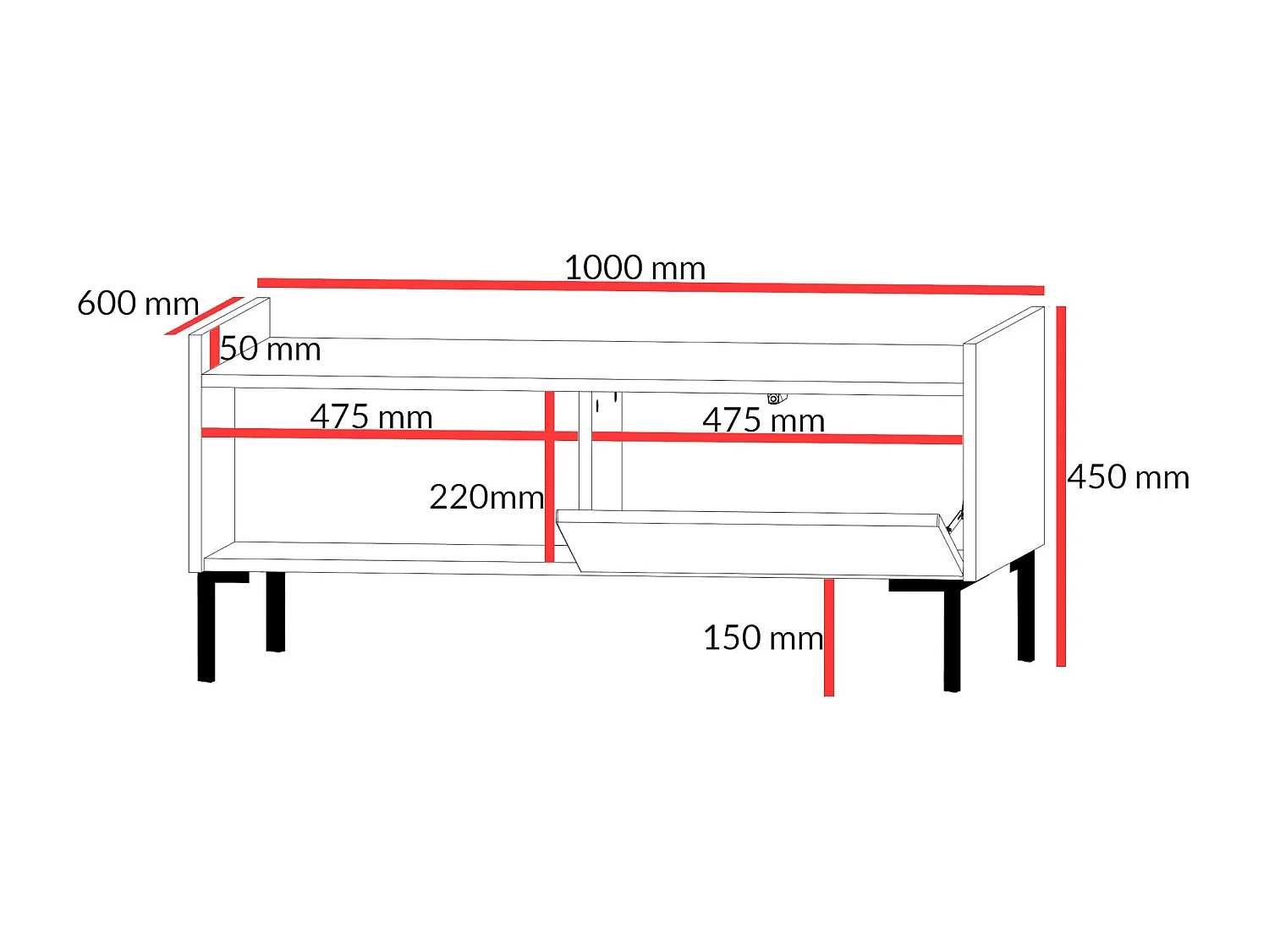 Rechteckiger Couchtisch Liam 100 x 60 Schwarz