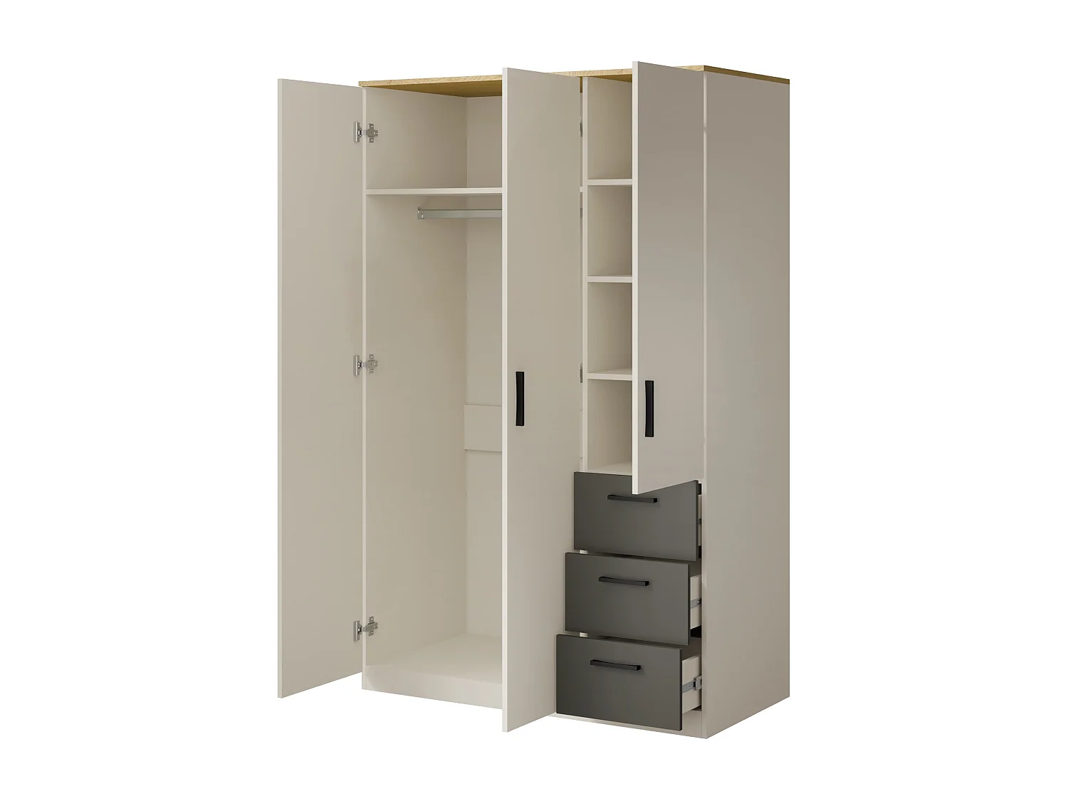 Schrank mit Schubladen Billz 3D3S 120 Kaschmir/Eiche Cremona