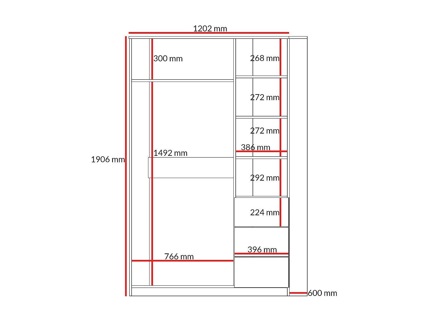 Schrank mit Schubladen Billz 3D3S 120 Kaschmir/Eiche Cremona