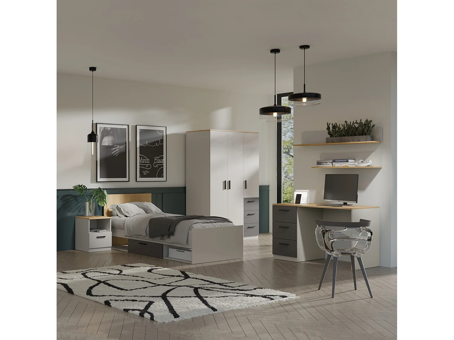 Schrank mit Schubladen Billz 3D3S 120 Kaschmir/Eiche Cremona