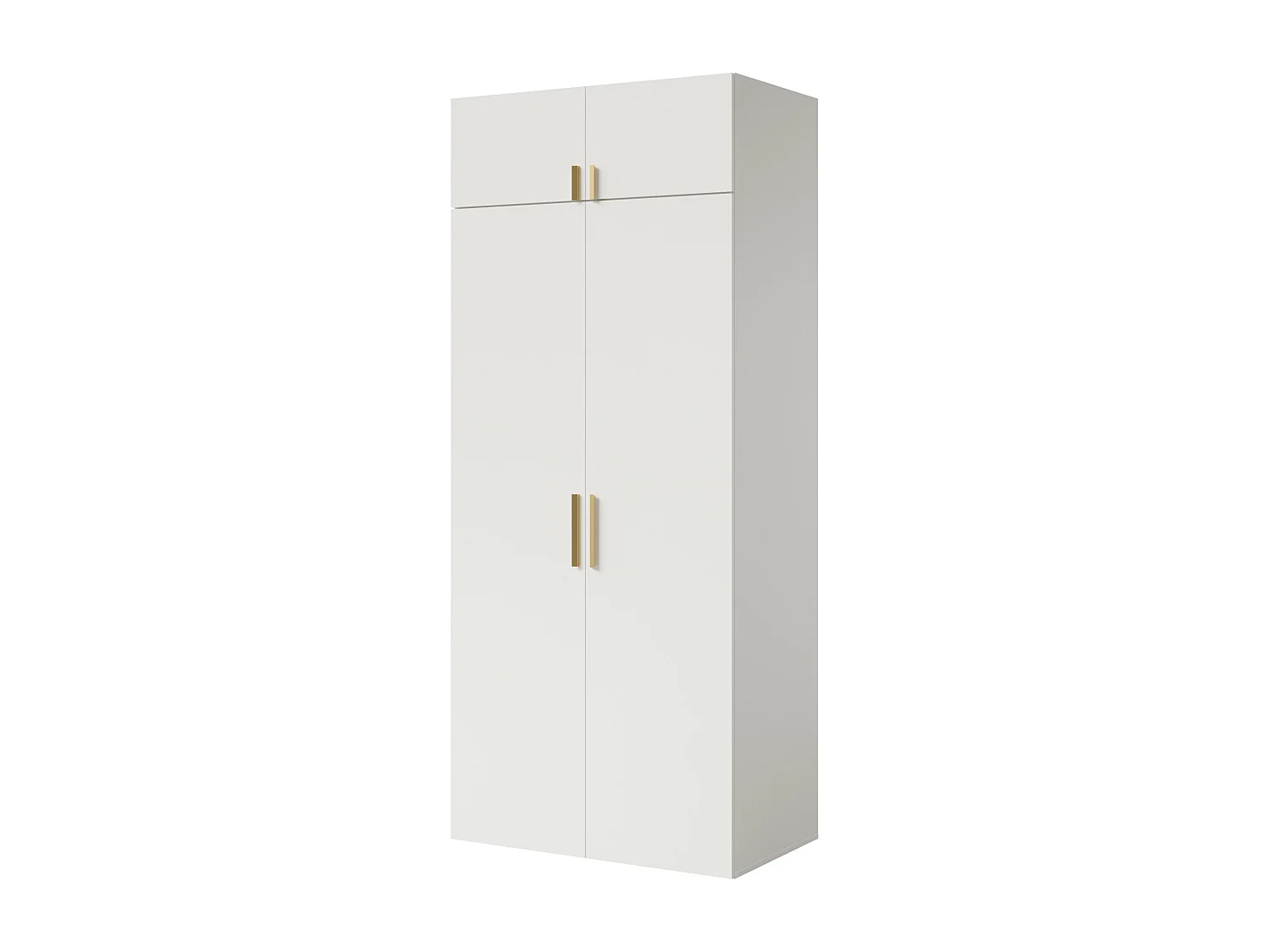 Drehtürenschrank mit Aufsatz Napoli 2D 100 Weiß (schwarzer oder goldener Griff)