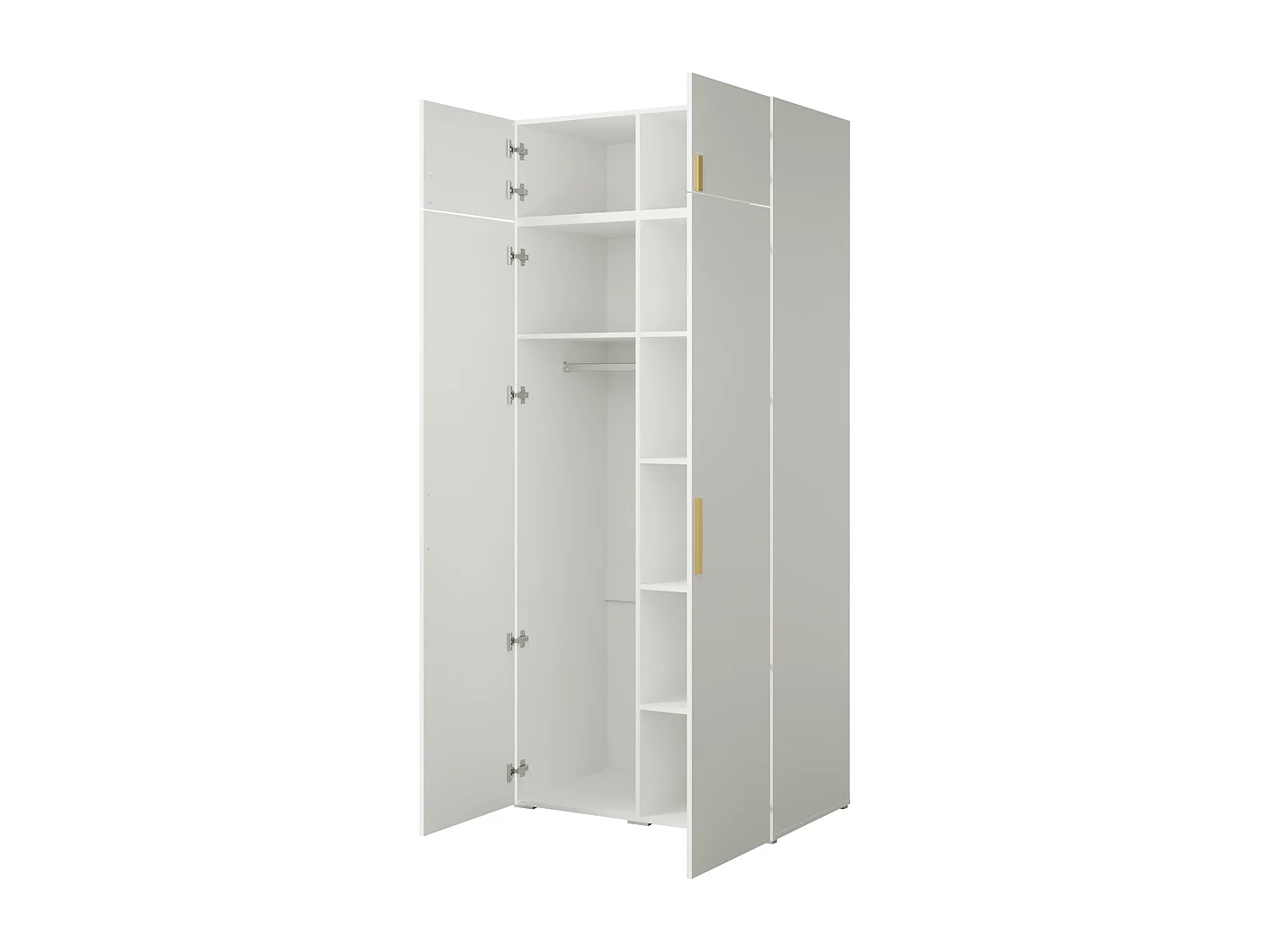 Drehtürenschrank mit Aufsatz Napoli 2D 100 Weiß (schwarzer oder goldener Griff)