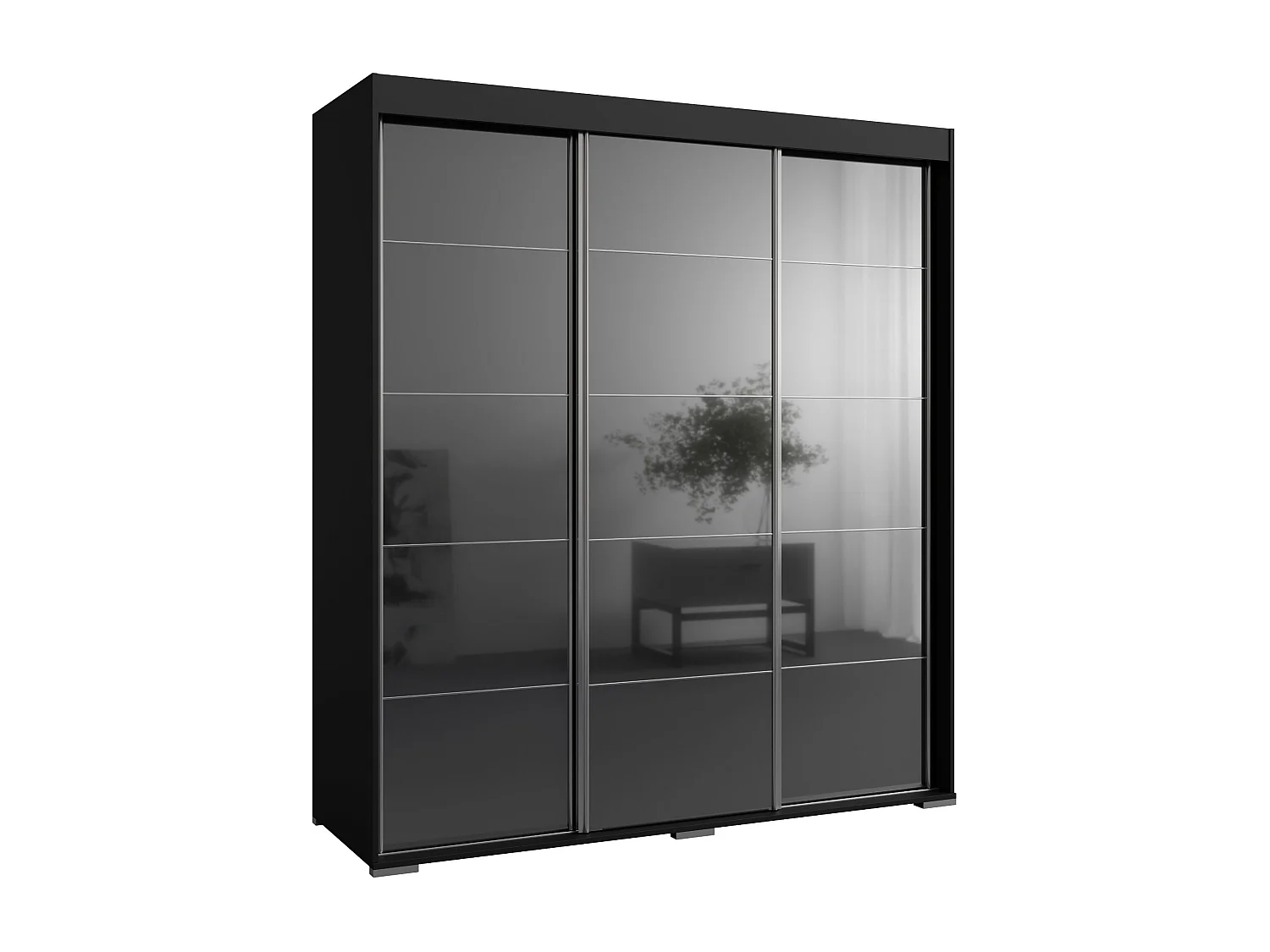 Szafa przeuwna Como 3D 180 Czarna (lacobel)