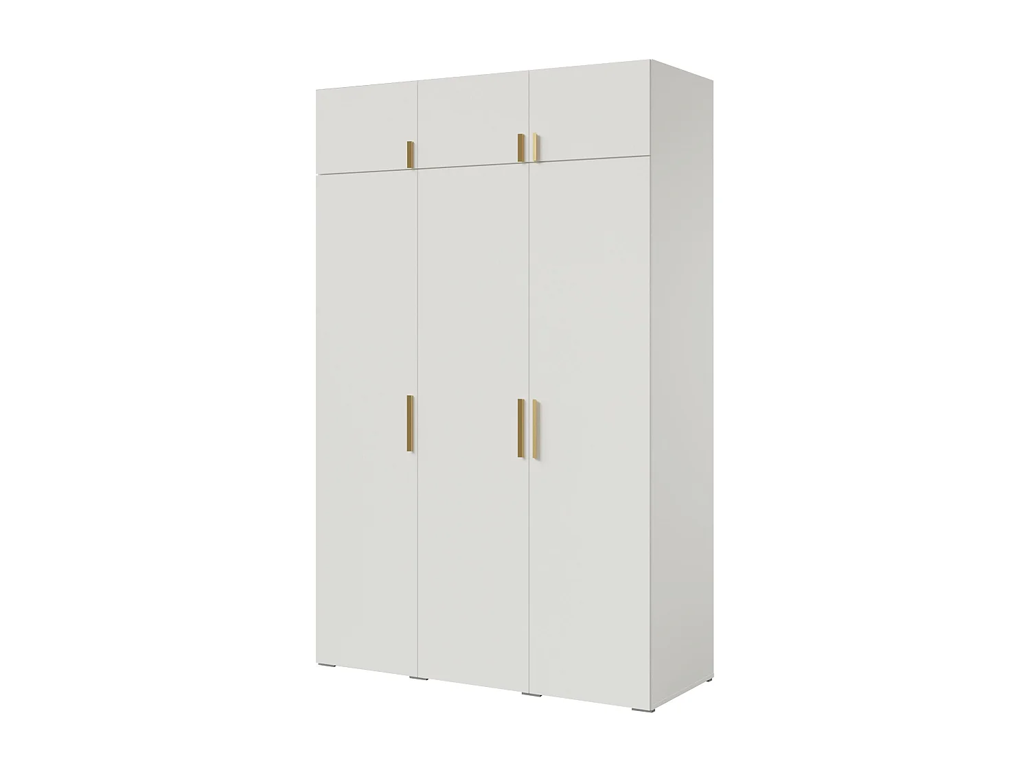 Drehtürenschrank mit Aufsatz Napoli 3D 150 Weiß (schwarzer oder goldener Griff)