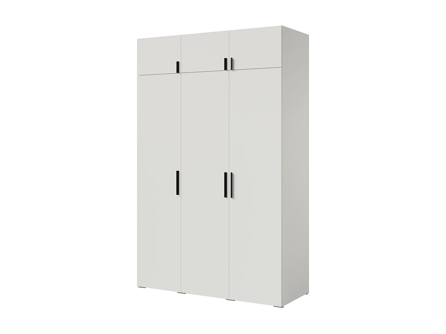 Drehtürenschrank mit Aufsatz Napoli 3D 150 Weiß (schwarzer oder goldener Griff)