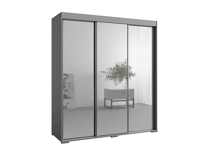 Schuifdeurkat met piegel en lade Como 3D3L 180 Grij