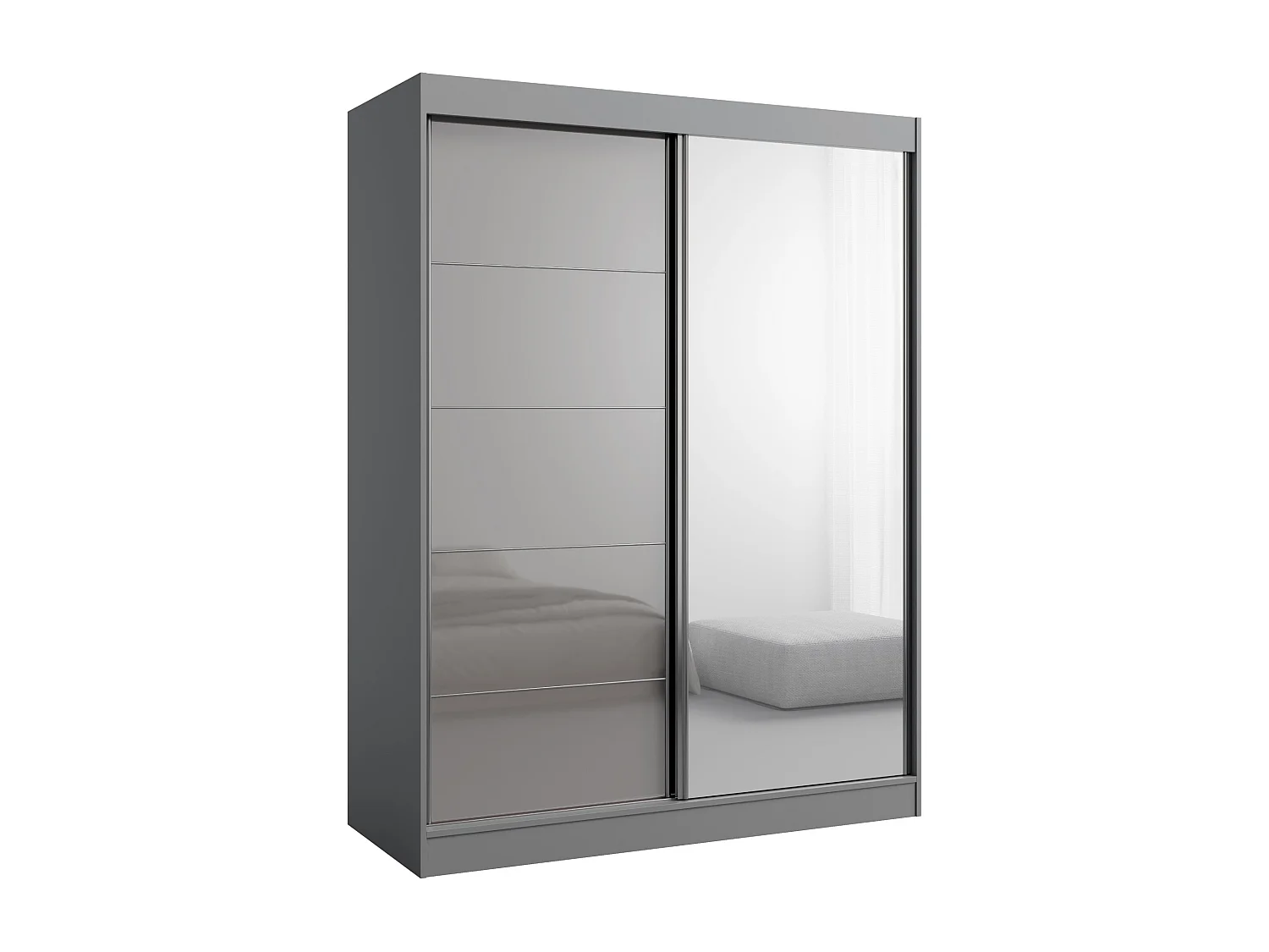 Schiebetürenchrank mit Spiegel Como 2D1L 150 Grau (lacobel)