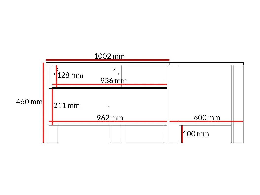 Rechteckiger Couchtisch Ethan 100 x 60 Eiche Cremona