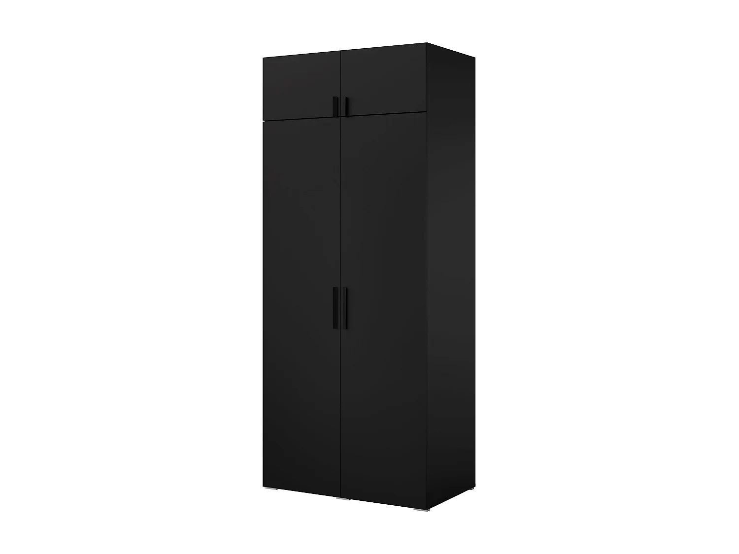 Drehtürenschrank mit Aufsatz Napoli 2D 100 Schwarz (schwarzer oder goldener Griff)