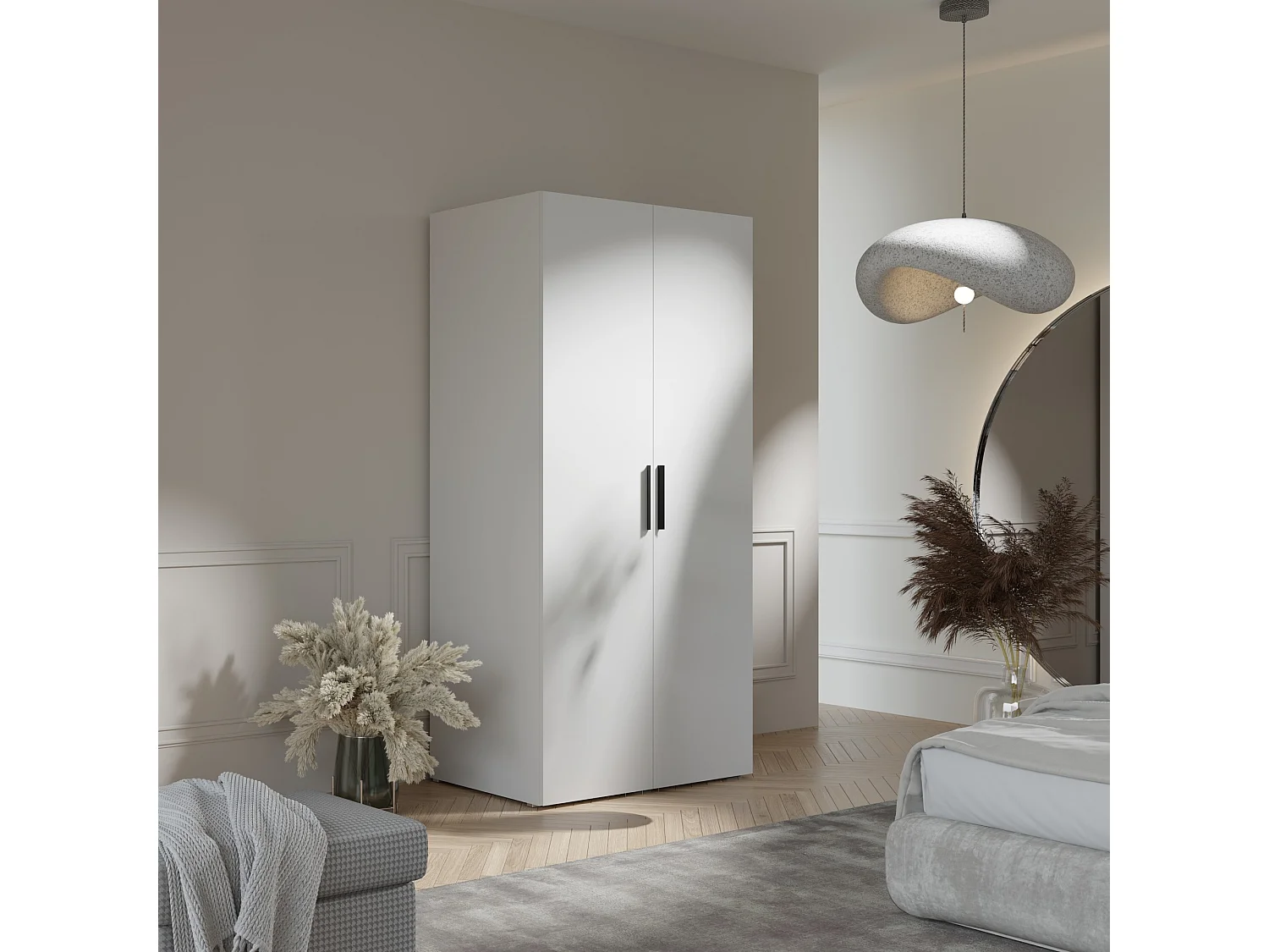 Szafa uchylna Napoli 2D 100 Biała (czarny lub złoty uchwyt)