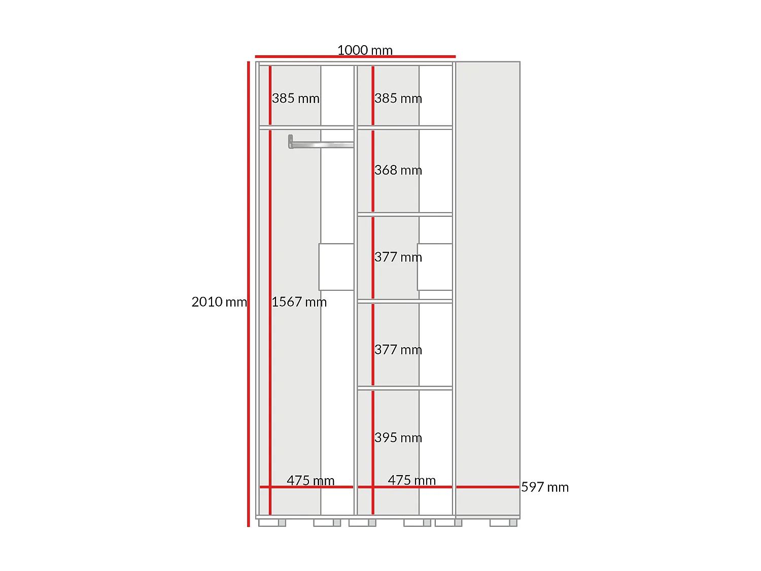 Szafa uchylna Napoli 2D 100 Biała (czarny lub złoty uchwyt)