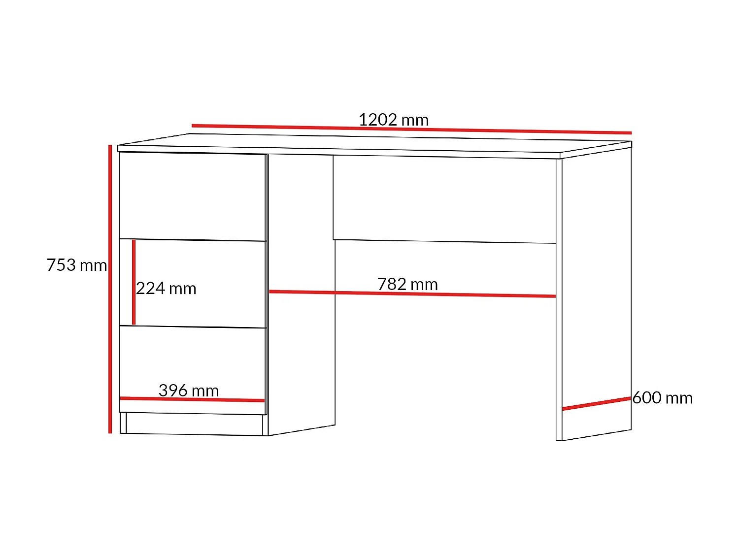 Recht bureau met laden Billz 3S 120 Kasjmier/Cremona Eiken