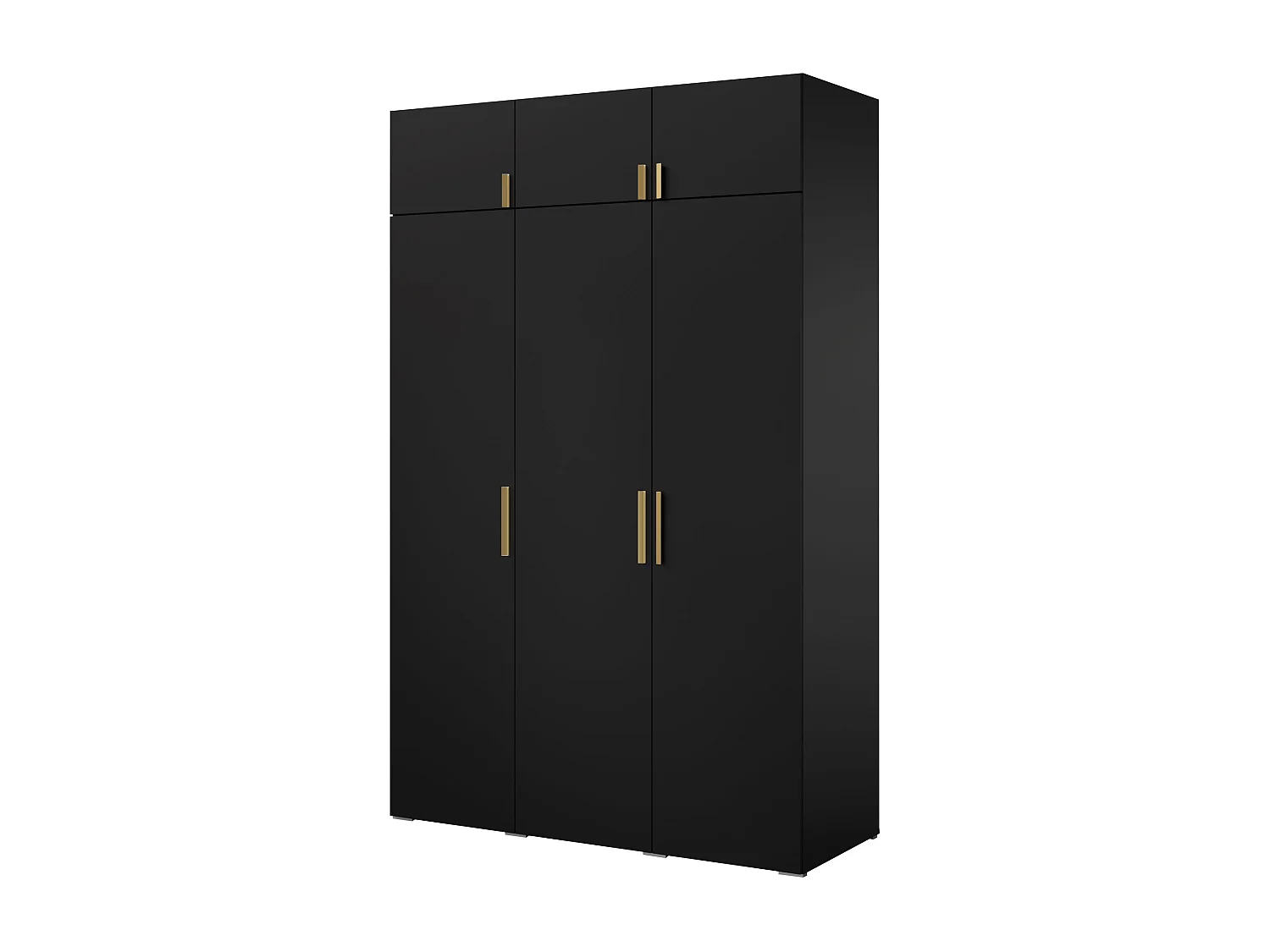 Drehtürenschrank mit Aufsatz Napoli 3D 150 Schwarz (schwarzer oder goldener Griff)