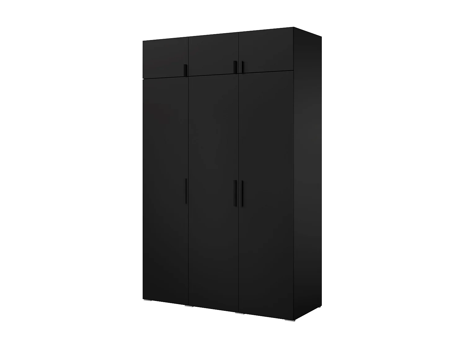 Drehtürenschrank mit Aufsatz Napoli 3D 150 Schwarz (schwarzer oder goldener Griff)