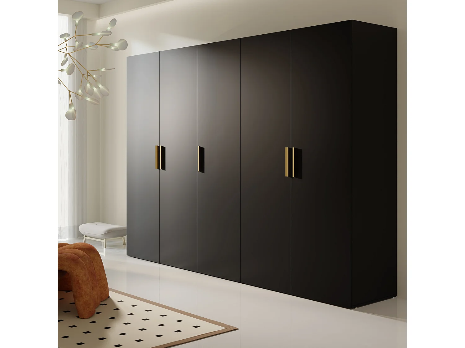 Szafa uchylna Napoli 5D 250 Czarna (czarny lub złoty uchwyt)