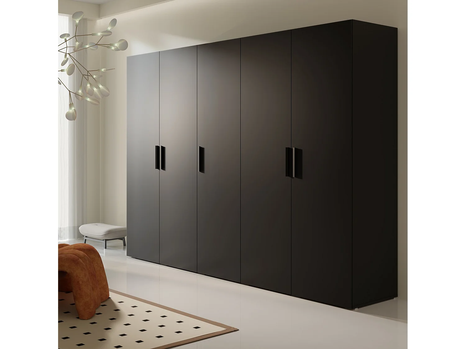 Szafa uchylna Napoli 5D 250 Czarna (czarny lub złoty uchwyt)