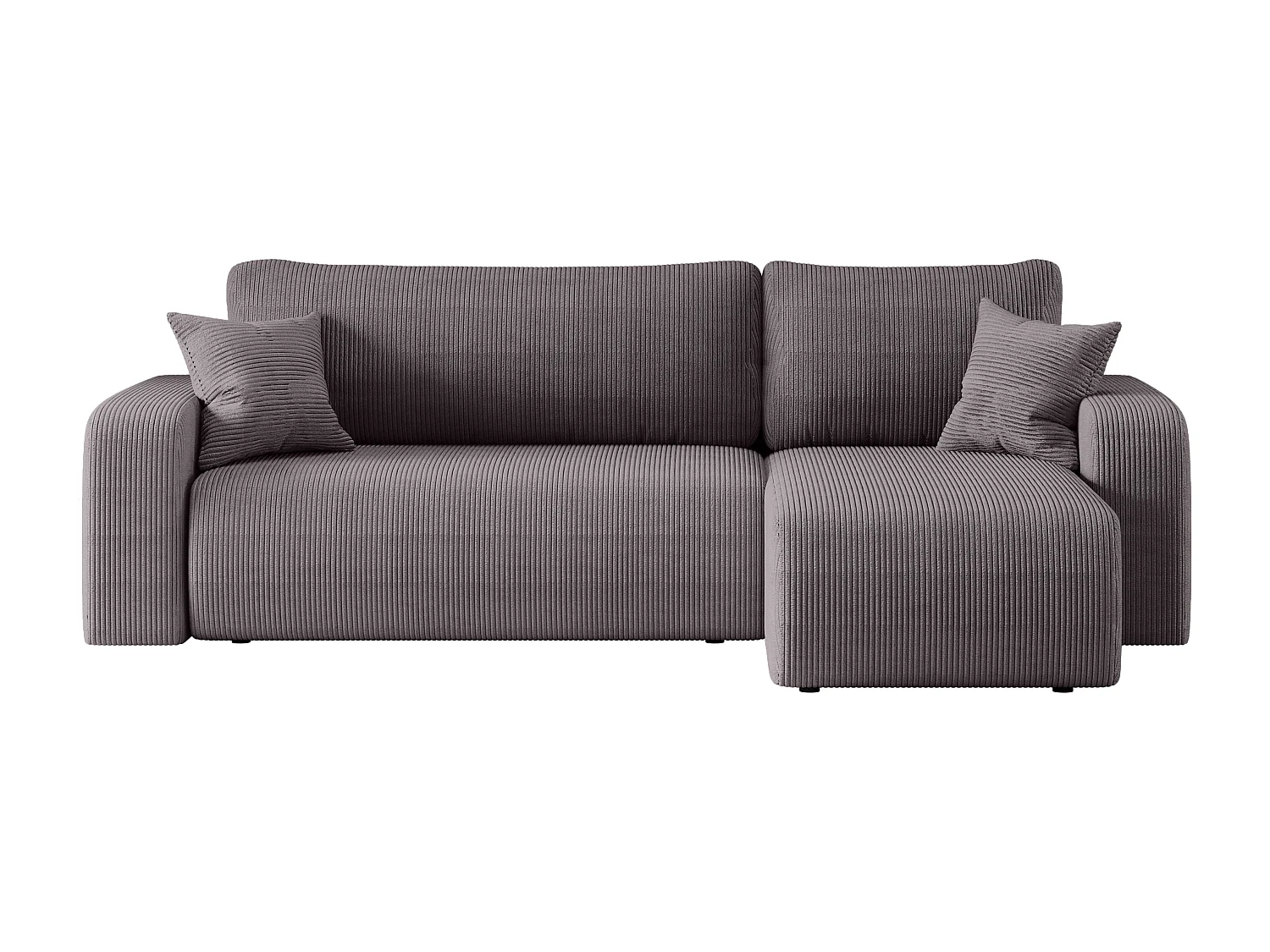 Canapé d’angle réversible PIANIOO L convertible – Velours côtelé gris, fonction couchage, grand coffre de rangement, angle universel gauche/droite