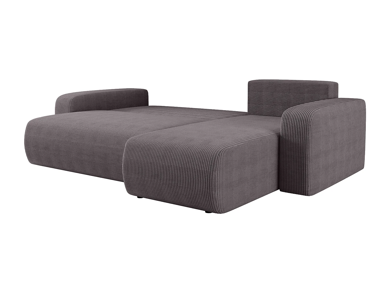 Canapé d’angle réversible PIANIOO L convertible – Velours côtelé gris, fonction couchage, grand coffre de rangement, angle universel gauche/droite