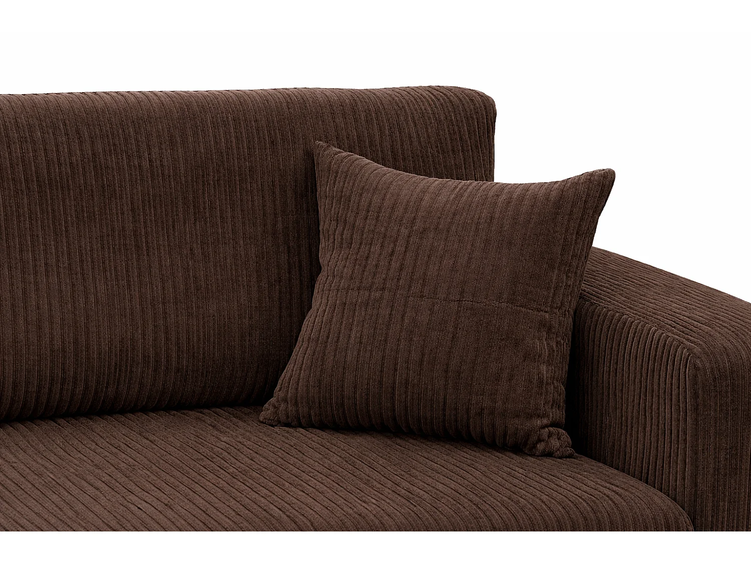 Canapé d’angle réversible GIORGIA L convertible – Velours côtelé brun chocolat, fonction couchage, grand coffre de rangement, angle universel gauche/droite
