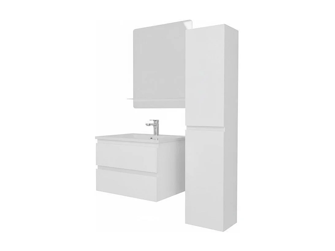 Conjunto mueble de lavabo sencillo 60 cm + grifo + espejo + columna SORRENTO