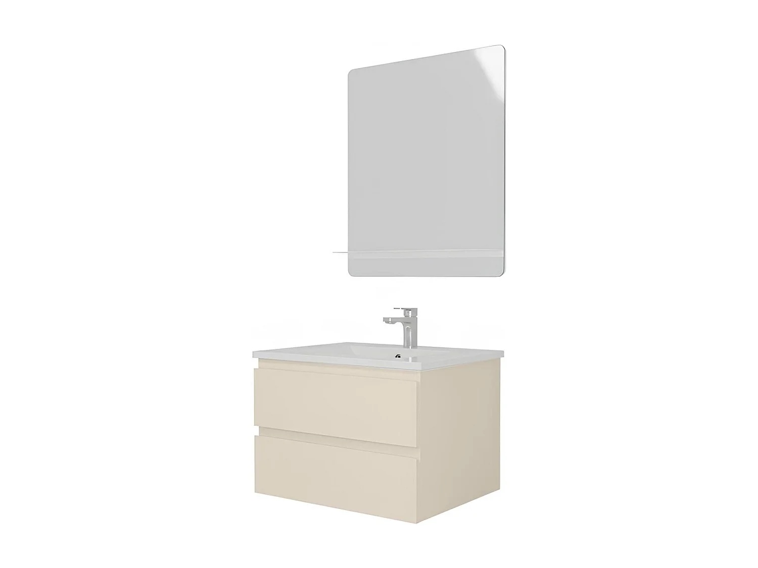 SORRENTO Einzelwaschtisch-Unterschrank 60 cm + Armatur + Spiegel