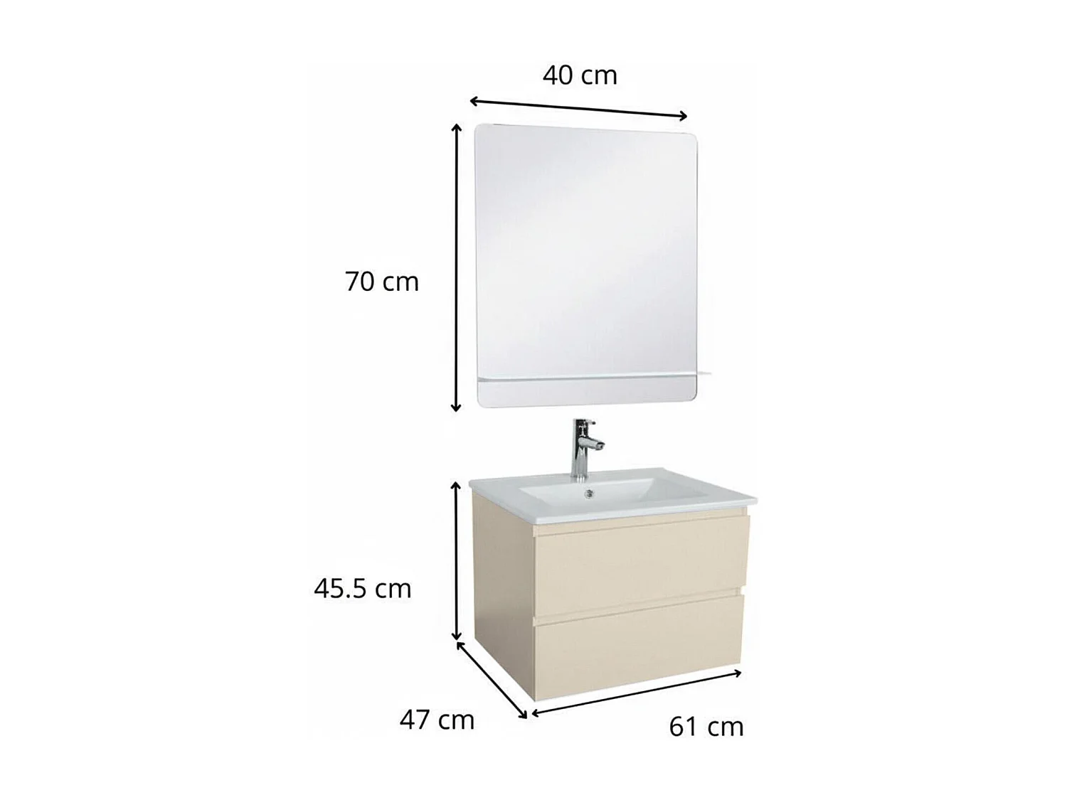 SORRENTO Einzelwaschtisch-Unterschrank 60 cm + Armatur + Spiegel