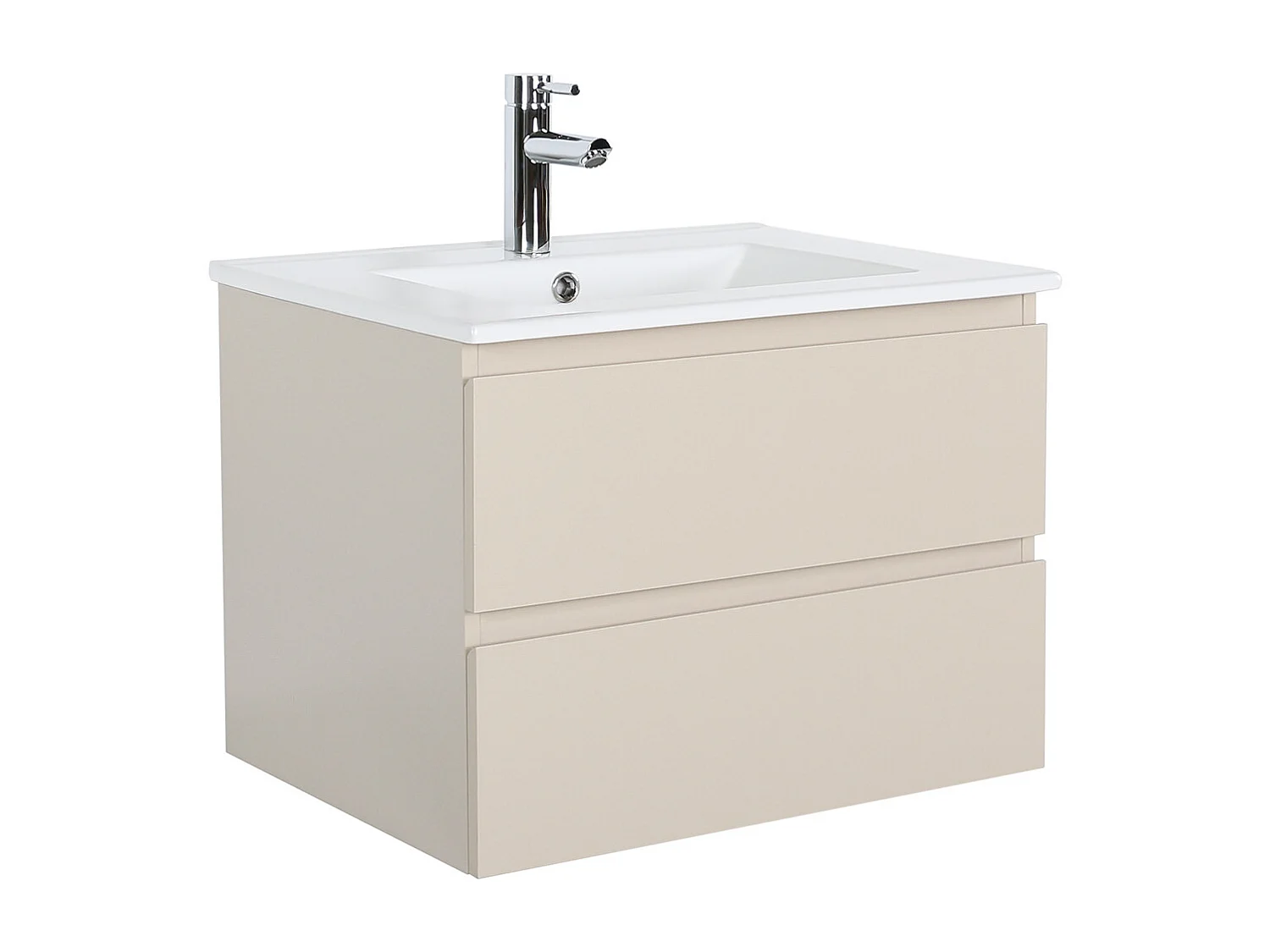 Gruppo lavabo singolo 60cm con piano in ceramica e rubinetto cromato SORRENTO