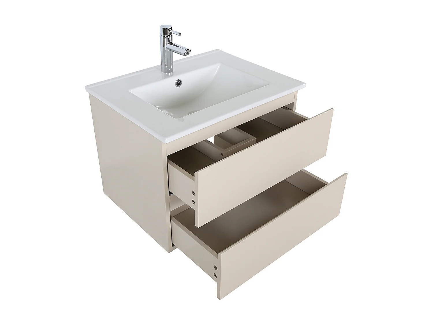 Enkele wastafelset 60cm met keramische bovenkant en zwarte kraan SORRENTO