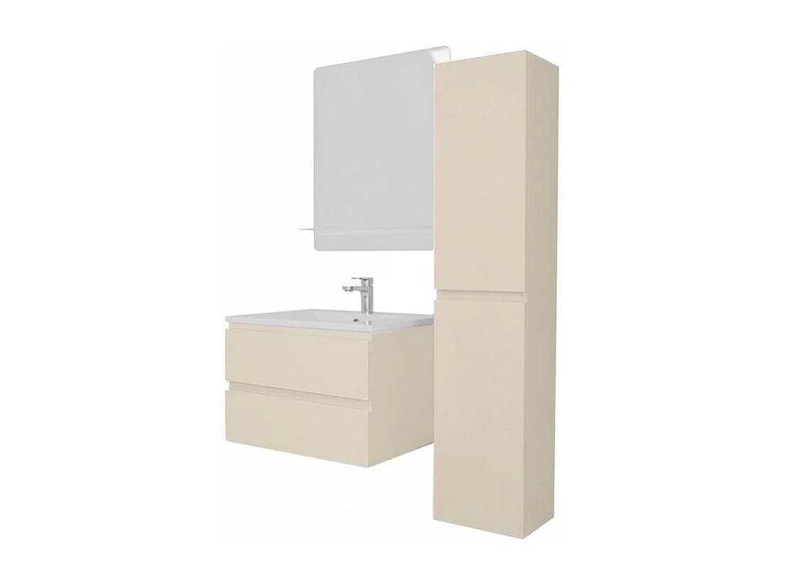 Einzelwaschtisch-Set 60 cm + Wasserhahn + Spiegel + SORRENTO-Säule