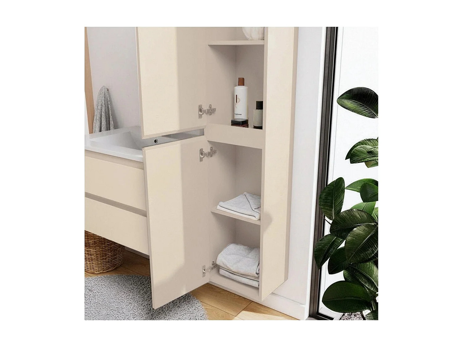 Einzelwaschtisch-Set 60 cm + Wasserhahn + Spiegel + SORRENTO-Säule