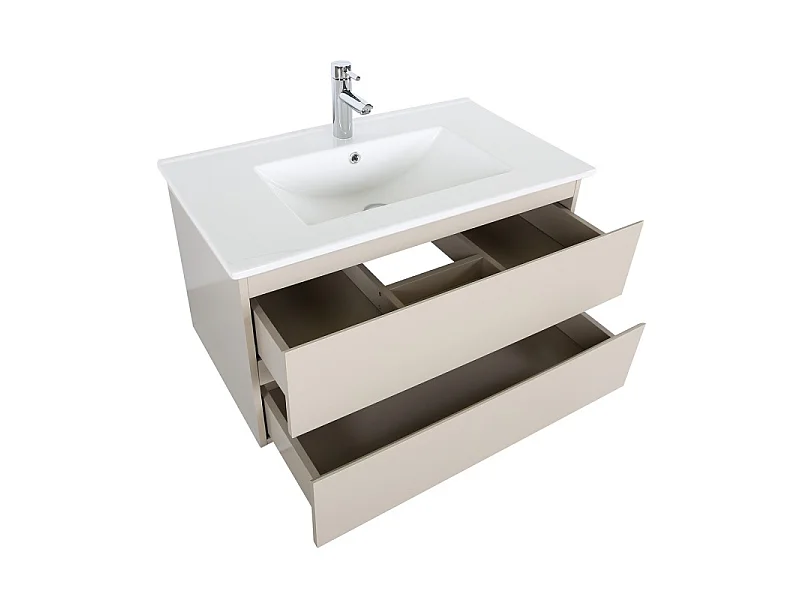 Mueble de baño de 80cm con lavabo, grifo, espejo y columna SORRENTO