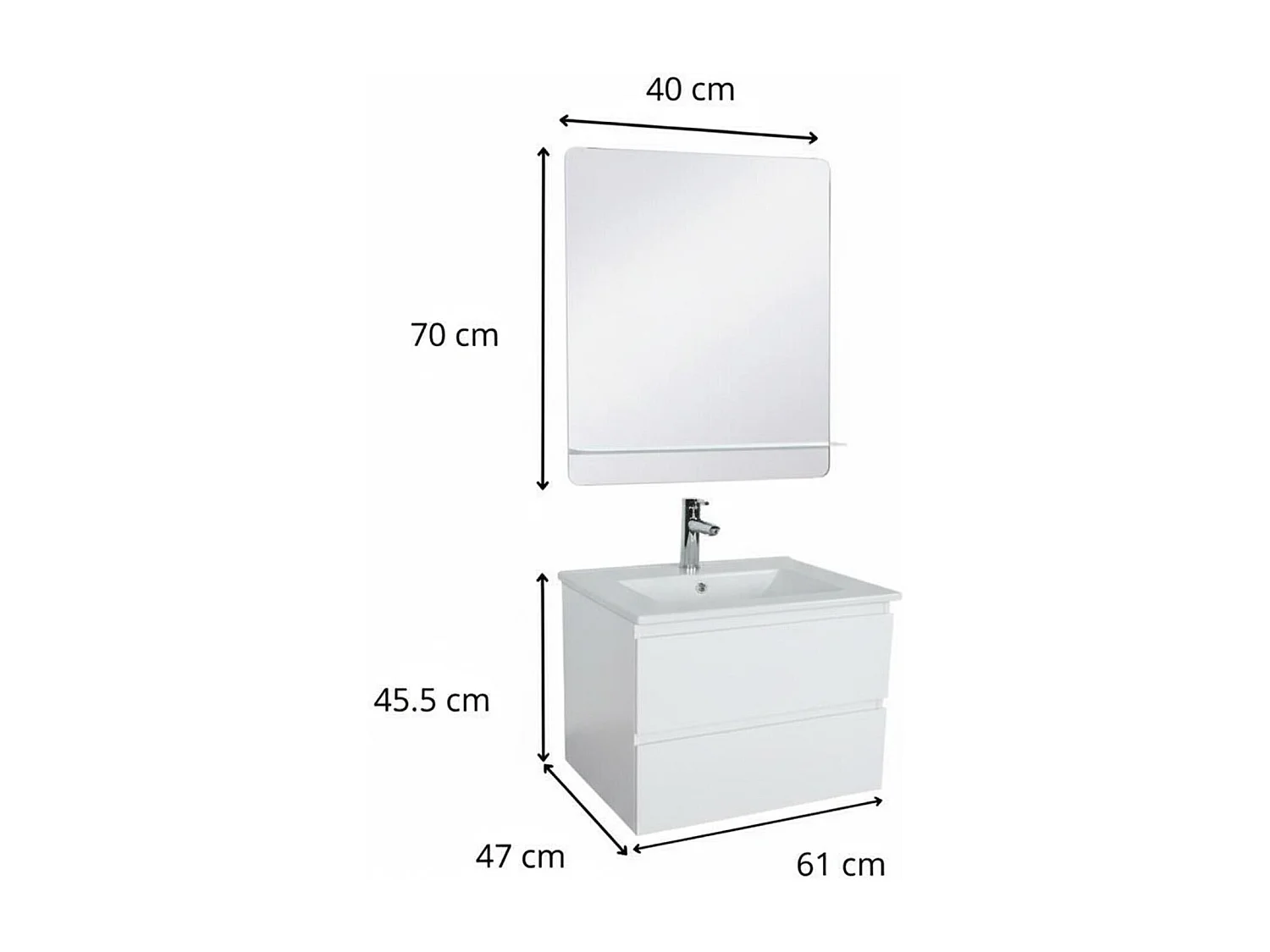 Conjunto mueble lavabo 60 cm + grifo + espejo SORRENTO