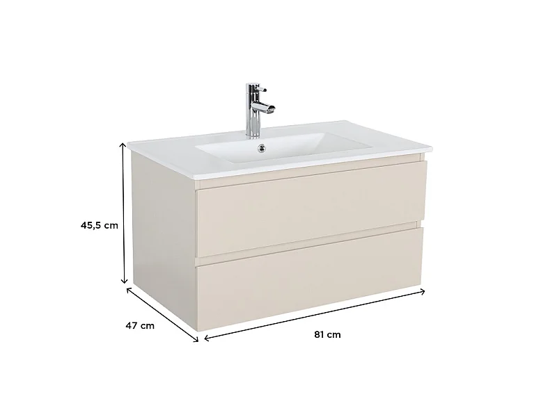 Mueble de baño individual de 80cm con lavabo y grifo SORRENTO