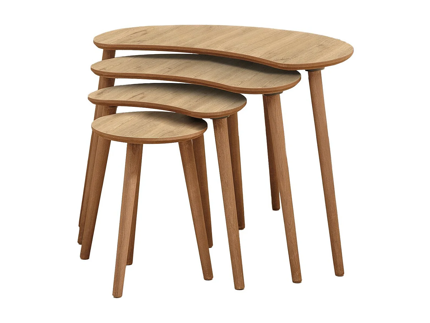 Table gigogne (4 pièces) en bois "Moon" 40 x 75 x 55 cm - Chêne